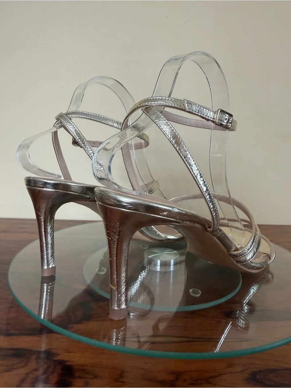 Metallic Gold Strappy Heeled Sandals by INEZ